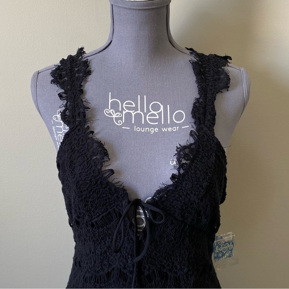 Free People Intimately night moves midnight elegant black lace mini dress (NWT) - Picture 3 of 10